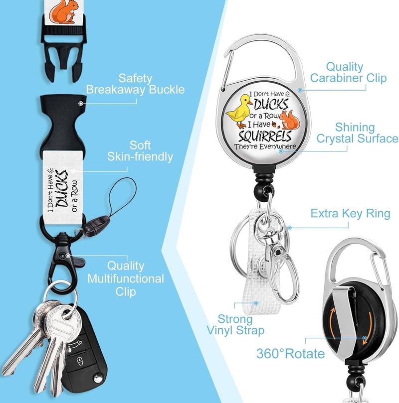 Piefly Lanyards for Id Badges, Cute Ducks Holder with Retractable Reel Clip, Funny Work Card Name Tag Keychain Lanyard Vertical ID Card Protector Cover Case for Women Nurse Doctor Teacher Student - Image 4